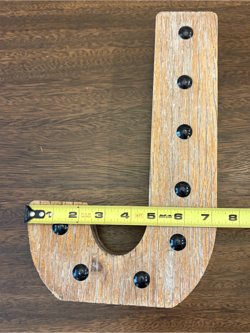 Rustic Wood Letter “J” Wall Decor with Black Studs - Unbranded